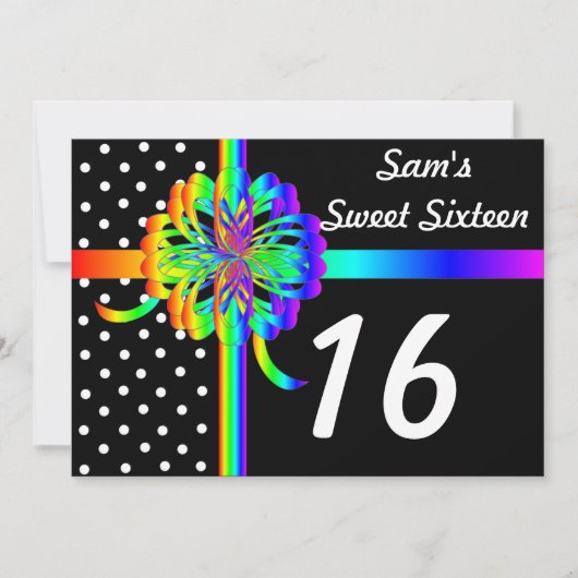 パーソナライズされたSweet sixteenのカスタマイズ起動 招待状 (正面)
