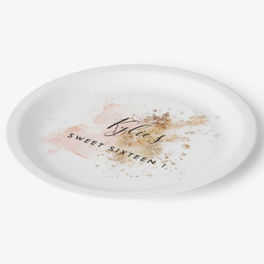 パーソナライズされたSweet sixteen16番目の誕生日 ペーパープレート (アングル)