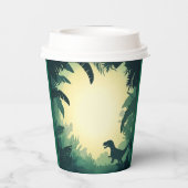 パーソナライズされたTレックス恐竜シルエット紙カップ 紙コップ (裏面)