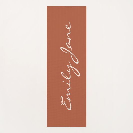 パーソナライズされたTerracottaエレガント手書きスクリプト ヨガマット (正面)