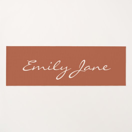 パーソナライズされたTerracottaエレガント手書きスクリプト ヨガマット (正面(横))