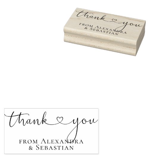 パーソナライズされたThank Youスクロエレガントールハート文字 ラバースタンプ (押印)