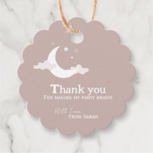 パーソナライズされたThank You Baby Shower retro moon star フェイバータグ