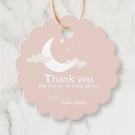 パーソナライズされたThank You Baby Shower retro moon star フェイバータグ