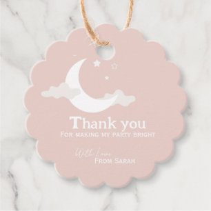 パーソナライズされたThank You Baby Shower retro moon star フェイバータグ