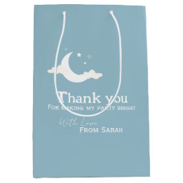 パーソナライズされたThank You Baby Shower retro moon star ミディアムペーパーバッグ
