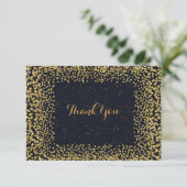 パーソナライズされたThank You Cartブラック金ゴールド紙吹雪 サンキューカード (スタンド正面)