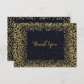 パーソナライズされたThank You Cartブラック金ゴールド紙吹雪 サンキューカード (正面/裏面)