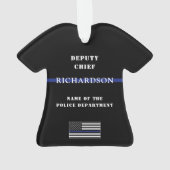 パーソナライズされたThin Blue Line Police Enforcement オーナメント (裏面)