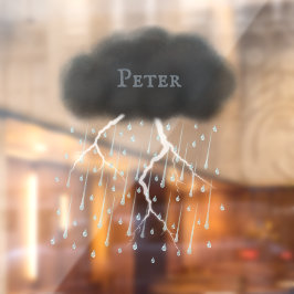 パーソナライズされたThunderstorm Cloud Rain & 稲妻 ウィンドウサイン