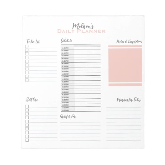 パーソナライズされたTo Doリストスケジュール日誌プランナー ノートパッド (正面)