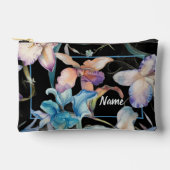 パーソナライズされたToiletryバッグ – ブラックフローラミックス アクセサリーポーチ (正面)