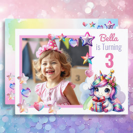 パーソナライズされたUnicornとPhoto Girl's誕生日 ポストカード