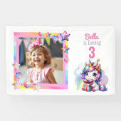 パーソナライズされたUnicornとPhoto Girl's誕生日 横断幕 (横)