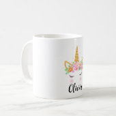 パーソナライズされたunicorn mug、子供の贈り物 コーヒーマグカップ (正面左)