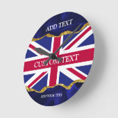 .パーソナライズされたUnionフラグ壁取り付けタイムキーパー ラウンド壁時計 (傾斜)