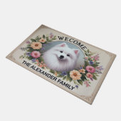パーソナライズされたWelcome American Eskimo Dog ドアマット (アングル)