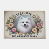 パーソナライズされたWelcome American Eskimo Dog ドアマット (正面)