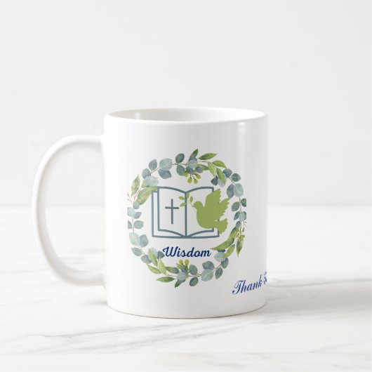 パーソナライズされたWisdom Green Thank You Mug Cup コーヒーマグカップ (左)