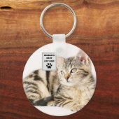 パーソナライズされたWorld's Cat最高のパパカスタム写真 キーホルダー (正面)