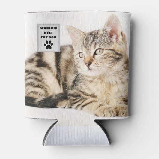 パーソナライズされたWorld's Cat最高のパパカスタム写真 缶クーラー (正面)