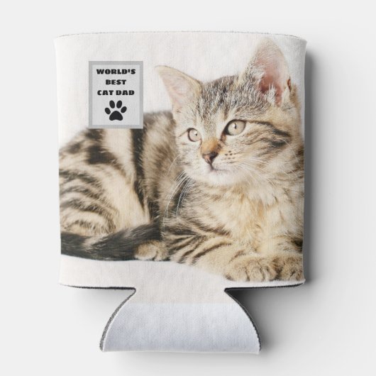 パーソナライズされたWorld's Cat最高のパパカスタム写真 缶クーラー (裏面)