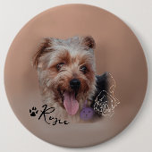 パーソナライズされたYorkshire Terrier Dogの写真 缶バッジ (正面)