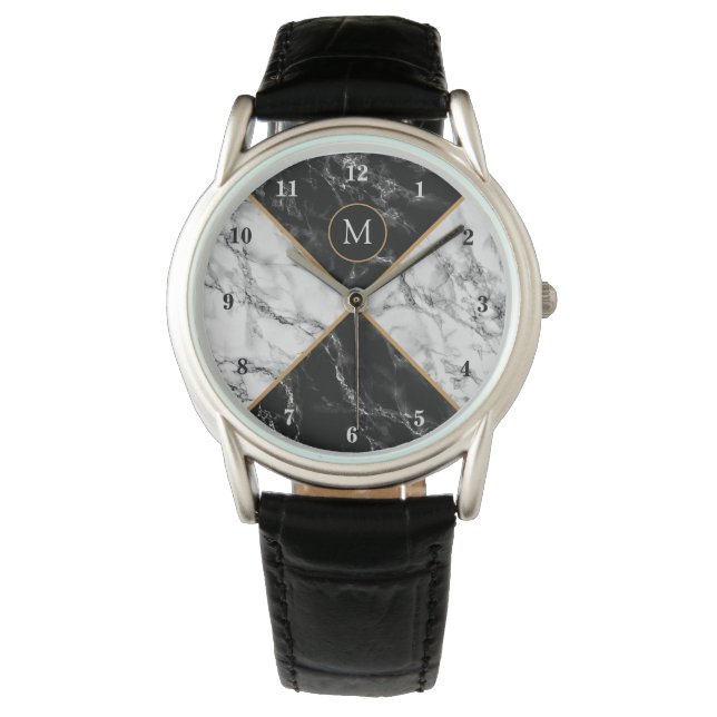 パーソナライズされたYour Letter Watch Gift Marbleデザイン 腕時計 (正面)