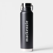 パーソナライズされたYour Name Minimalist Black結婚の ウォーターボトル (正面)