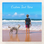 パーソナライズされたYour Photo Glass Coasterカスタム文字 ガラスコースター (正面)