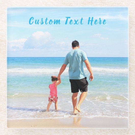 パーソナライズされたYour Photo Glass Coasterカスタム文字 ガラスコースター (正面)