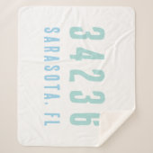 パーソナライズされたZip Code,City,州Coast Blues シェルパブランケット (正面)