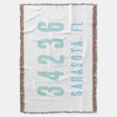 パーソナライズされたZip Code,City,州Coast Blues スローブランケット (正面縦)