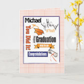 パーソナライズするカスタムためのオレンジ色の卒業カード カード (黄色い花)