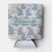 パーソナライズするカスタムための青いユニコーン 缶クーラー (正面)