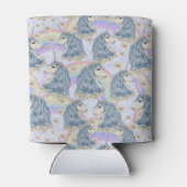 パーソナライズするカスタムための青いユニコーン 缶クーラー (裏面)