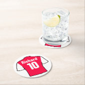 パーソナライズするサッカーファンシャツ。 ラウンドペーパーコースター (インサイチュ)