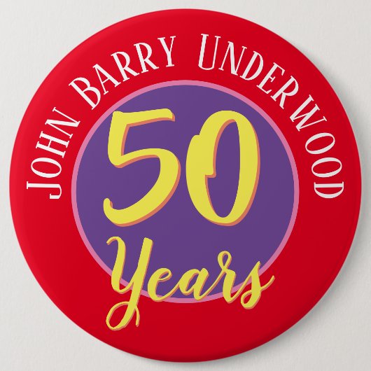 パーソナライズする50番目の誕生日バッジ。 缶バッジ (正面)