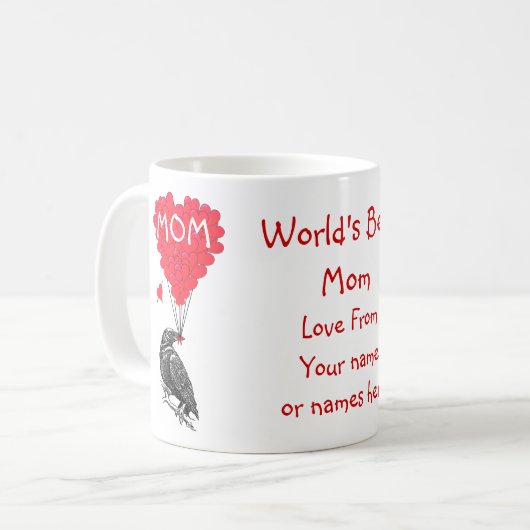 パーソナライズでおもしろいなカラスの母の日 コーヒーマグカップ (正面左)