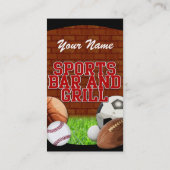 パーソナライズでおもしろいなスポーツのバー兼グリル 名刺 (裏面)