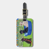 パーソナライズでおもしろいなプールを囲んでのパーティのラブラドール ラゲッジタグ (正面縦)