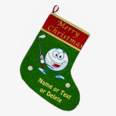 パーソナライズでおもしろいなメリークリスマスのゴルフストッキング ラージクリスマスストッキング (正面 (吊り時))