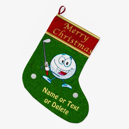 パーソナライズでおもしろいなメリークリスマスのゴルフストッキング ラージクリスマスストッキング (正面 (吊り時))