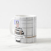 パーソナライズでおもしろいな顔の囚人のテンプレート コーヒーマグカップ (正面左)