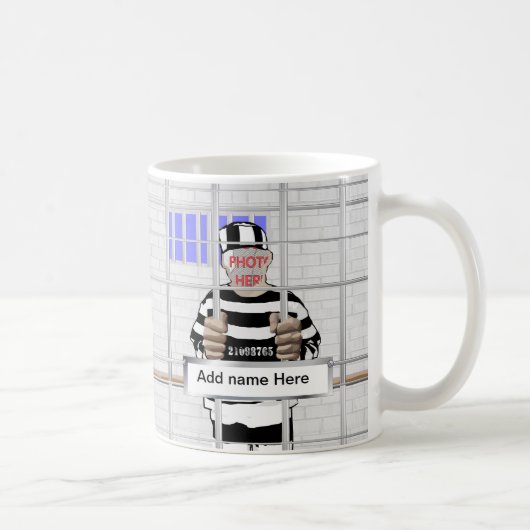 パーソナライズでおもしろいな顔の囚人のテンプレート コーヒーマグカップ (右)