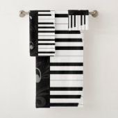 パーソナライズでお洒落なピアノおよび音符 バスタオルセット (インサイチュ)