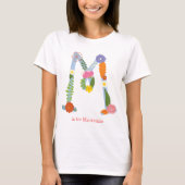 パーソナライズでお洒落な花のモノグラム(m) tシャツ (正面)