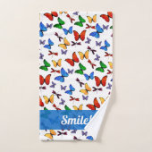 パーソナライズでお洒落な蝶庭パターン バスタオルセット (ハンドタオル)