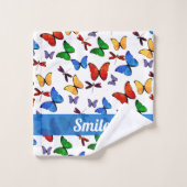 パーソナライズでお洒落な蝶庭パターン バスタオルセット (ウォッシュタオル)