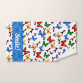 パーソナライズでお洒落な蝶庭パターン バスタオルセット (ハンドタオル)